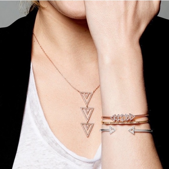 Stella & Dot Pave Crystal Spear Rose Gold Pendant Necklace - Picture 1 of 7